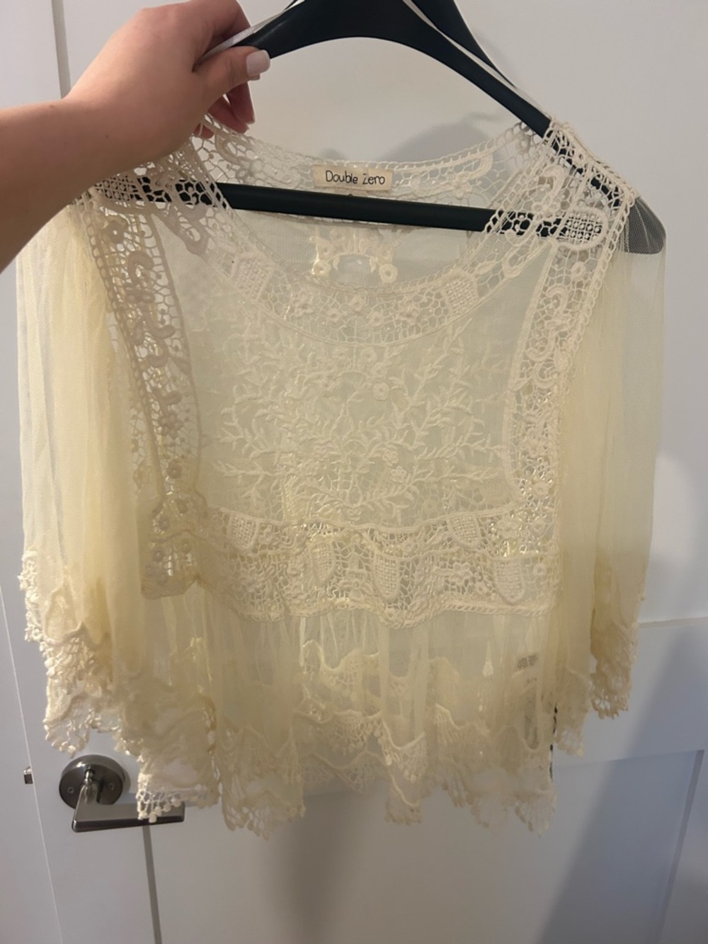 Double Zero Ivory Lace Crochet Sheer Blouse
